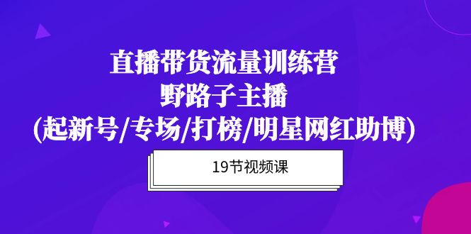 直播带货流量特训课程：野路子主播(起新号/专场/明星网红助博)-秦汉日记