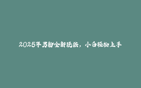 2025年男粉全新玩法，小白轻松上手，兼职副业首选，轻轻松松日入1k+-秦汉日记