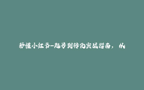秒懂小红书-起号到转化实战指南，​从转化模式到实操落地全攻略，让你破解流量玄学，做得有结果-秦汉日记
