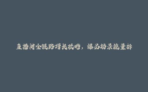 直播间全链路增长攻略，爆品场景流量拆解，数据复盘店铺霸榜实战-秦汉日记
