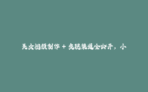 美女视频制作 + 变现渠道全公开，小白也能轻松日入几张【揭秘】-秦汉日记